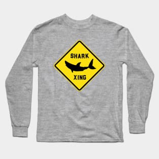 Shark Crossing Road Sign Xing Zone Long Sleeve T-Shirt